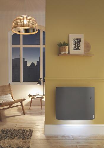 Radiateur électrique connecté horizontal à chaleur douce 1500W, gris - Divali, Atlantic